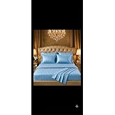 DELUXE PAMUK SATEN LASTİKLİ &Ccedil;ARŞAF (Mavi, Tek Kişilik)