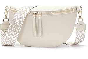 Vezluax 30x20cm Cross Body Bumbags for Ladies Large Bum Bag Stylish Waist Packs Women's Bumbag Fanny Pack for Women Belt Bag with Wide Strap White