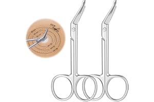 HAIFAFAFAING 2 Pcs Ostomy Scissors, Small Bandage Scissors, Stainless Steel Curved Scissor for Ostomy Care, Colostomy, Ileostomy, 4.4 X 2 Inch, Silver