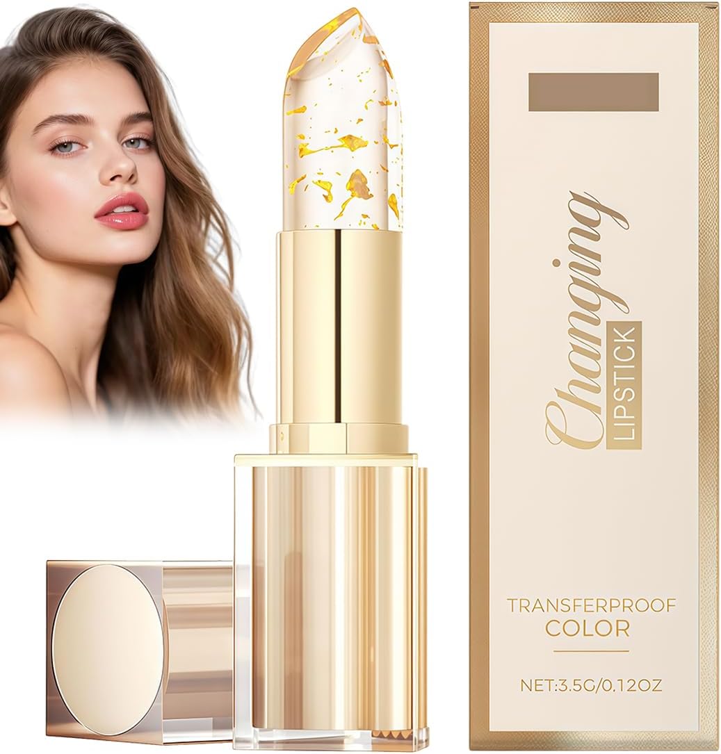 Lápiz labial con cambio de temperatura,Bálsamo labial transparente dorado,Cuidado,resistente al agua - LLápices (001)