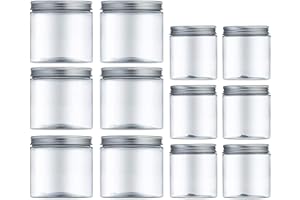 MEIXI 12 Pieza Transparente Botes Cocina, Recipientes Slime, Contenedor Alimentos, Tarro Plastico con Tapa de Metal Atornillable