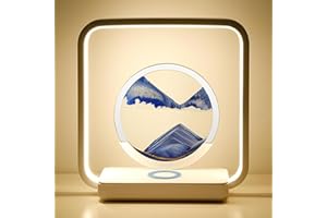 LIROPAU Obrazy z piasku do obracania, płynąca sztuka piaskowa ze światłem LED, ruchoma sztuka piaskowa 3D, dynamiczny obraz z piasku, bezprzewodowe ładowanie, ruchomy obraz z piasku, dekoracja biurka