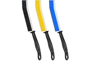 Hmseng Crevice Cleaning Brush, 3pcs Long Handle Scrubbing brush, Grout brush, Multifunctional Bathroom Tile Groove Gap Thin brush for Narrow Corners in home Kitchen and Window Groove