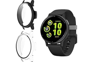 Holilo 2 Stück Hülle Mit Gehärtetes Glas Displayschutz Kompatibles für Garmin Vivoactive 5 Rundum Schutzhülle, Vollständige Abdeckung Schutzhülle Ultradünne Kratzfest Schutz Case Cover