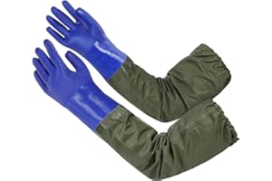 ANOMM Pond Gloves, 69cm Długie Rękawice do Czyszczenia Stawu, Gumowe Rękawice do Piaskowania, Rękawice do Pielęgnacji Stawu do Akwarium, Ogrodnictwa, Rybołówstwa, dla Mężczyzn I Kobiet (Niebieski)