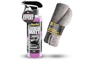 ‎SHINYCHIEFS ShinyChiefs Leder MATT Detailer Set 500 ml - Versiegelnde Lederpflege für Autositze & Lenkräder aus Glatt- und Kunstleder - Anti-Glanz Leder-Pflegespray - Inklusive Mikrofasertuch
