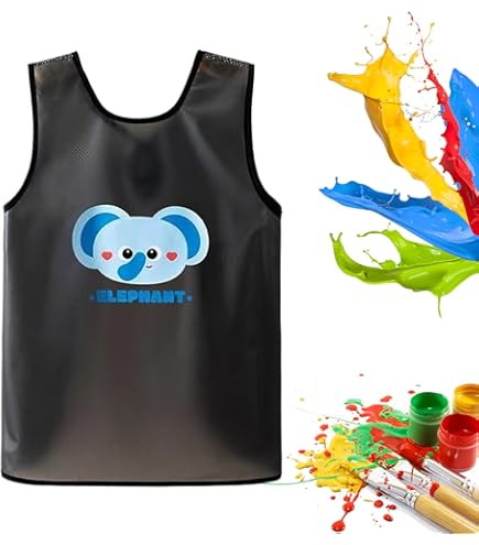 Tablier Sans Manches Enfant Stitch 40x33 Cm - PVC, élastiques Latéraux, Taille Unique 2-4 Ans - Pour Activités Manuelles, école