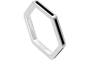 jewellerybox Sterlingsilber & Schwarz Emaille Sechseck Ring Größen Klein Medium Groß Extra Groß (XL)
