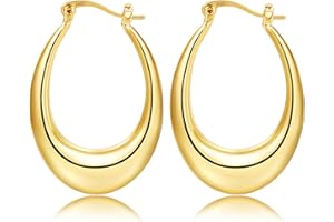 ASH'S CHOICE Creolen Ohrringe 925 Sterling Silber, Creolen Ohrringe Ovale Gold für Damen, Tropfenohrringe Kleine Leichte klobig Ohrringe Creolen, Hypoallergen Creolen Ohrringe für Mädchen Geschenke