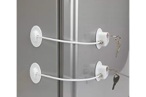 REZIPO 2 Pack Refrigerator Door Locks with 4 Keys White