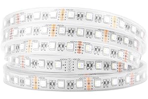 BTF-LIGHTING 5050 RGBW SMD 4 en 1 RGB + blanc Chaud 60LEDs / m 5m 300LEDs (300 LED RGB + 300 LED blanc chaud) flexible IP67 étanche Bande LED DC12V