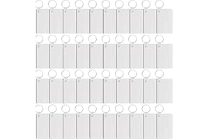 Veciado Paquete de 40 Llaveros de SublimacióN en Blanco de Doble Cara de Transferencia de Calor en Blanco MDF Tablero en Blanco Llavero SublimacióN en Blanco DIY