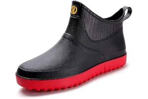 AONEGOLD Męskie gumowe buty przeciwdeszczowe wsuwane wodoodporne rurki na niskim obcasie PVC bardzo lekkie kalosze outdoorowe ogrodowe buty robocze