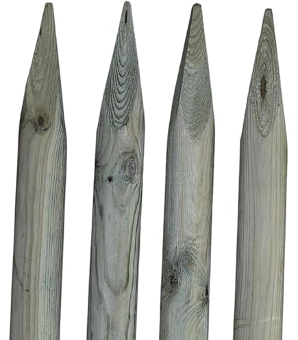 TIMBERMIK Boombeugel Set Compleet ø 6 cm x 200 cm met 3 Houten Palen, 3 Zwarte Boomriemen en 6 Halve Palissades voor Boomondersteuning en Klimplanten