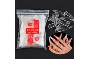 GRACELAZA 600 Piezas Largo Puntas de Uñas Postizas de Stiletto de Color Transparente - 10 Tamaños - Artificial de Acrílico de Falso Uñas Clavo Para Familia de Bricolaje o Uso Profesional del Salón #5