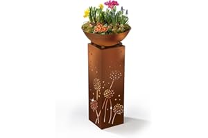 EASYmaxx 04092 - Columna Decorativa con Maceta e iluminación integrada, para Interior y Exterior, Color óxido