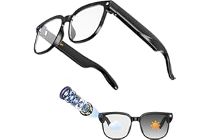 Hwagol AI Smart Glasses 800W-Kamera mit Bildstabilisierung, HD-Auflösung Brille mit Kamera, Unterstützt Videoaufzeichnung/Musikwiedergabe/Audioaufzeichnung/Bluetooth-Anrufe/GPT(Photochrome Gläser)