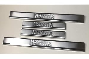 MNE PARTS pour Nissan Navara D40 2004+ Protection de seuil de Porte en Acier Inoxydable 4 pièces