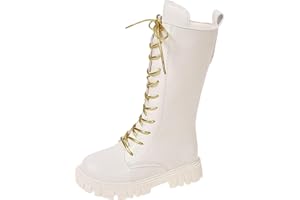 GENERISCH K-pop de-mon hun-ters Bottes en caoutchouc doublées pour enfant fille Bottes d'hiver classiques à lacets avec fermetures éclair latérales Bottes hautes en peluche chaude Bottes d'automne