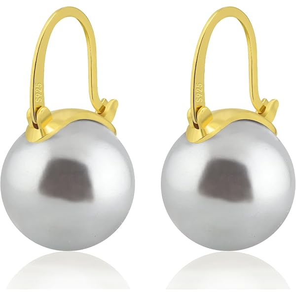 YAXUN Orecchini di Perle da Donna in Argento con 15mm di