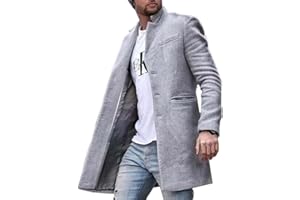 BAIXIAOCHI Chaqueta Cortavientos De OtoñO E Invierno Para Hombre Abrigo De Longitud Media Con Solapa Informal Lana