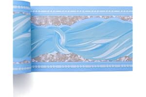 Livelynine Bordi Adesivi per Pareti Blu Greca Adesiva per Parete Bagno Bordi per Carta da Parati Azzurro Bordo Adesivo per Pareti in PVC Bambini Cucina Impermeabile Lavabile Autoadesiva 10CM X 10M