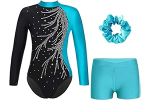 ranrann Dziecięcy zestaw dziewczęcy strój gimnastyczny trykot i szorty strój do łyżwiarstwa figurowego taniec 3-16 lat