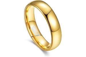 NUNCAD Wedding Rings for Men Women 2mm/4mm/6mm/8mm, 14K Gold Plated Simple Tungsten Ring for Daily, Polished, Dome Style, Comfort Fit, Size J1/2-X1/2