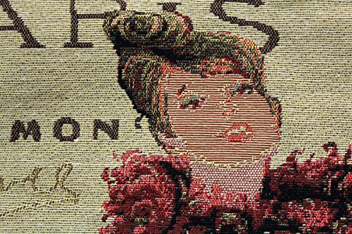 Kissenbezug Karla 45x45cm Kissenhülle Vintage Retro Grande Dame mit Handtasche Cocktails Shabby Chic Antik Leinen Kissen alte Schrift Dekokissen - 2
