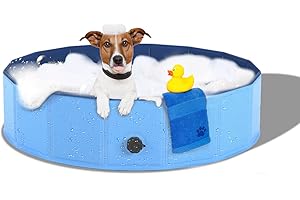 DONO Foldable Pet Bath Tub for Large Or Medium Sized Dogs Outdoor PVC Swimming Bathing Tub Kiddie Pool for Dogs and Cats，and Kids… (80cm(Dia) x 30cm(H))
