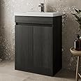 Artis® 600mm Bathroom Vanity Unit With Wash Basin Ceramic Sink, 2 Double Door, Cloakroom Storage Furniture Under Basin Cabinet, Floorstanding Cabinets, Charcoal Grey