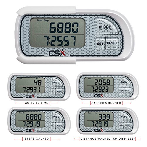 CSX P375 3D Tri-Axis Schrittzähler mit digitaler Anzeige, Clip und Gurt, einschließlich Ebook, genauer Kalorienzähler, 30 Tage Speicher, Entfernung Meilen/km, täglicher Aktivitätstracker, Aktivitätszeit - 4