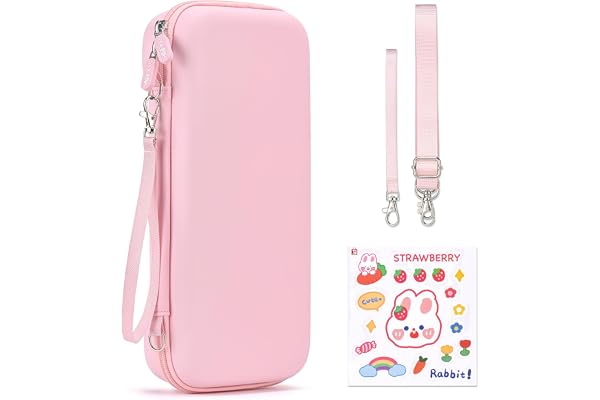 Younik Pochette Switch 2 pour NS Switch 2 (2025), Housse Switch 2 avec 19 Emplacements pour Cartes de Jeu, Protection Switch 2 Comprenant une Bandoulière, une Dragonne et des Autocollants (Rose)