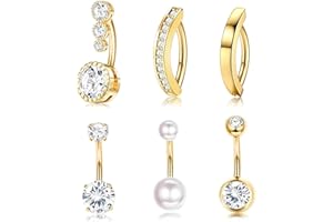 agogue 6 piercing per ombelico, in acciaio chirurgico, per ombelico, per donne, ideale per abbigliamento da spiaggia