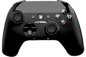 Oversteel - Tombac Contrôleur de jeu sans fil, vibration, autonomie de 8 heures, batterie au lithium, USB et Bluetooth, PC/Switch/Smartphone/Tablette/Android TV, noir
