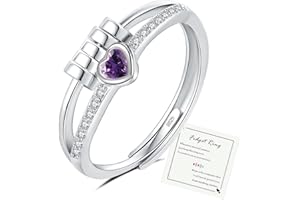 HEEYA Anxiety Ring für Damen Silber 925 Herzring mit Zirkonia Angst Ringe Offen Verstellbar Anti Stress Ring mit Perlen Spinner Fidget Ringe Frauen Hypoallergen Stimmungsring gegen Stress Unisex