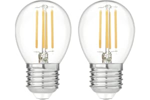 Garza - Pack de 2 Bombillas de Filamento LED Esférica G45, 4W (equivalente a 40W de incandescencia), Luz cálida 2700K, Casquillo grueso E27, 470 lm