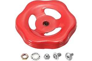 PATIKIL Außenwasserhahn Griff mit quadratischem Stielloch 8x8mm, Ersatzgriff aus Gusseisen für runde Wasserhähne mit Schrauben und Abstandshalter, rot