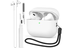 BEAUDOM Silikon Airpods Pro 2 Hülle Case für Airpods Pro 2 [Unterstützung USB-C] [Kabelloses Laden] mit Airpods Reinigungsstift und AirPods Halteband für Airpods Pro 2. Generation (Weiß)