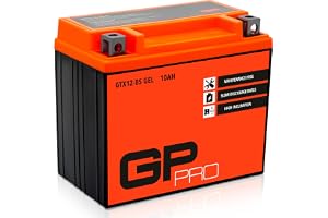 GP-PRO Gelbatteri GTX12-BS 12 V 12 Ah Scooterbatteri Motorcykelbatteri | 180 A, underhållsfri förseglad, pluspol vänster, 150x87x130 mm, liknande GTX12-BS, YTX12-BS, YTZ10-S, 51012