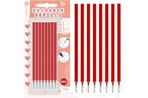 HABNI 8 Pezzi Ricariche Cancellabili Rosso, Compatibili con Legami, Refill Penne Cancellabili Set,Confezione Blister con Cartoncino, Punta Della penna 0,7 mm, Altezza 13 cm, Rosso