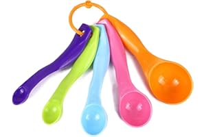 REBIRTHESAME 5 Meßlöffel Set Kunststoff Teaspoon Tablespoon Löffel Maßlöffel Messbecher Kunststoff Bunte Dosierlöffel Kochen Backen Dosieren Dosierhilfe Für Messen Von Gewürzen, Zucker, Salz, Öl, Kaffee