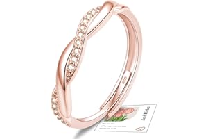 YOEE 925 Sterling Silver/Rose Gold/Gold Plated Engagement Ring for Women, Adjustable Wedding Eternity Promise Infinity Thumb Ring with Cubic Zirconia Anniversary Valentines Jewellery Gifts with Box