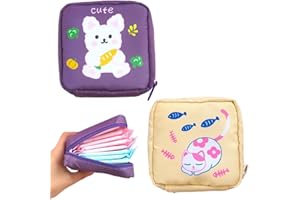 HAZMA 2 Pezzi Porta Assorbenti Da Borsa, 12 * 12Cm Carino Porta Assorbenti, Contenitori Per Assorbenti Igienici, Ricamo Borsa Porta Assorbenti Impermeabile Con Cerniera(E)