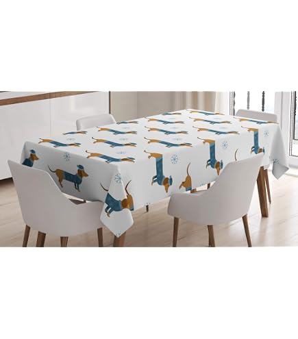 Tovaglia Rettangolare ABAKUHAUS Con Bassotti Innamorati, 140x200 Cm, Cioccolato E Vermiglio, Lavabile