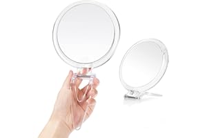 B Beauty Planet Specchio ingranditore manuale a due lati, ingrandimento 20X/1X, specchio portatile con ingrandimento per trucco/viaggio,15,2 cm (Trasparente)