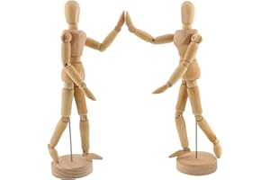 KPSRFG 2pcs Wooden Mannequin Body, 21cm/8 Inch Drawing Mannequin, with Stand - Flexible Joints Artist Manikin Wood Model Human Artists Mannequin with Stand for Art, Home Decoration