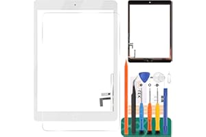 SRJTEK Écran tactile numériseur de rechange pour iPad Air 1 1ère génération, pour iPad 5 A1474 A1475 A1476 avec verre trempé + outils (pas LCD, avec bouton d'accueil) (blanc)