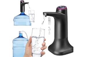 EACHBID Distributeur d'eau électrique Double Usage avec Base de Support Pompe à Bouteille d'eau Potable Automatique avec USB Universelle pour Camping Bureau Maison (Noir)