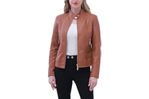 chiguomaoyi Chaqueta corta de piel sintética para mujer, chaqueta de motociclista a la moda
